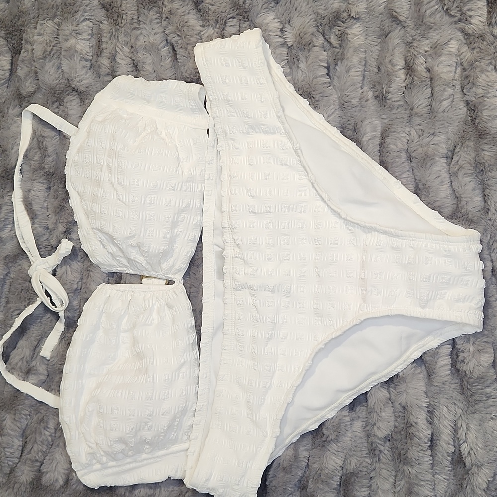 White Textured Bikini Set